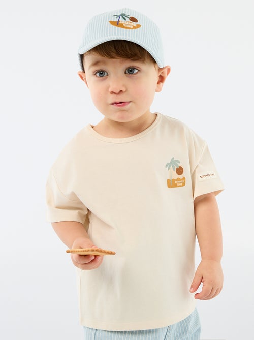 T-shirt stampato tropicale a maniche corte in cotone - Kiabi