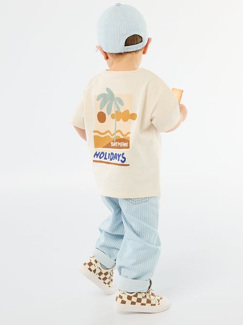 T-shirt stampato tropicale a maniche corte in cotone - Kiabi