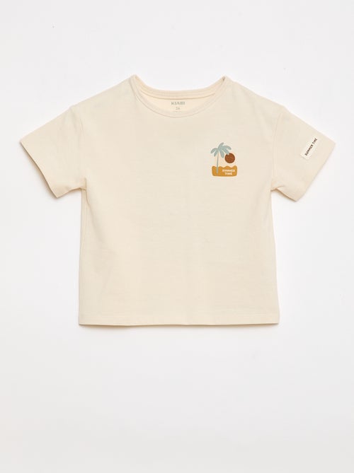 T-shirt stampato tropicale a maniche corte in cotone - Kiabi
