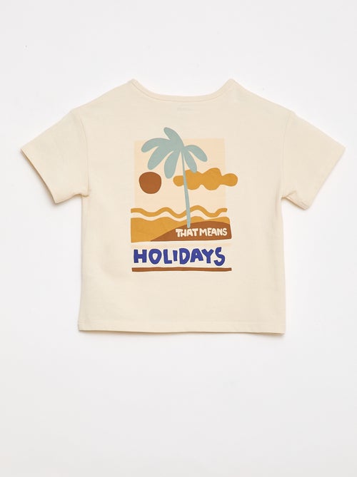 T-shirt stampato tropicale a maniche corte in cotone - Kiabi