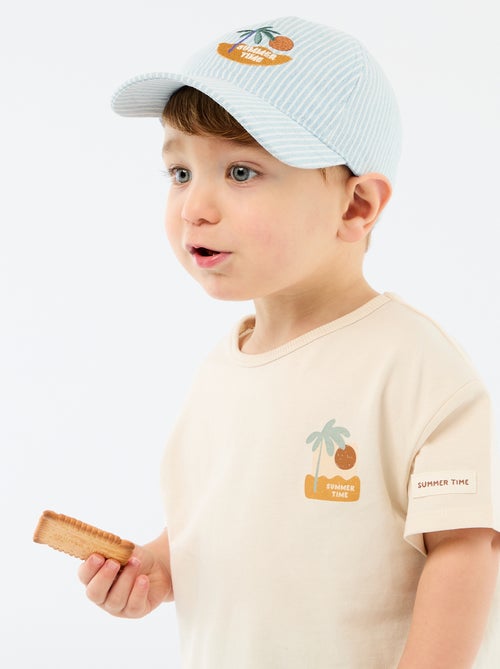 T-shirt stampato tropicale a maniche corte in cotone - Kiabi