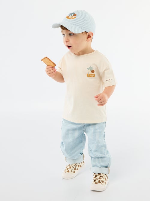 T-shirt stampato tropicale a maniche corte in cotone - Kiabi