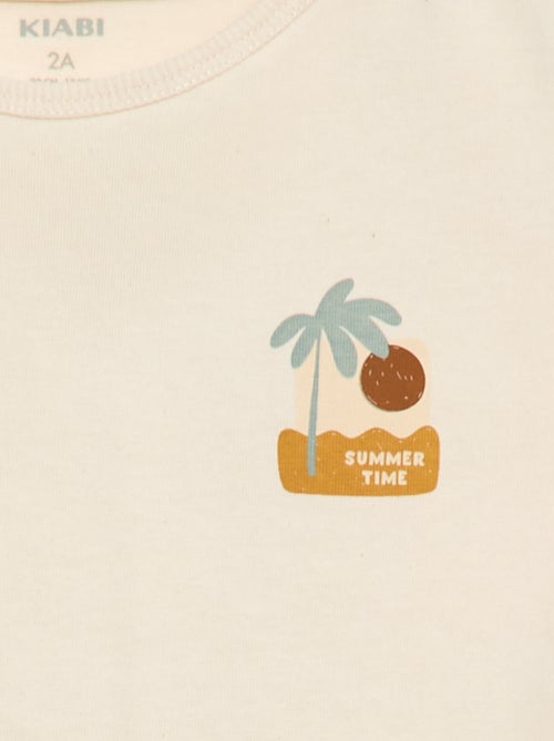 T-shirt stampato tropicale a maniche corte in cotone - Kiabi