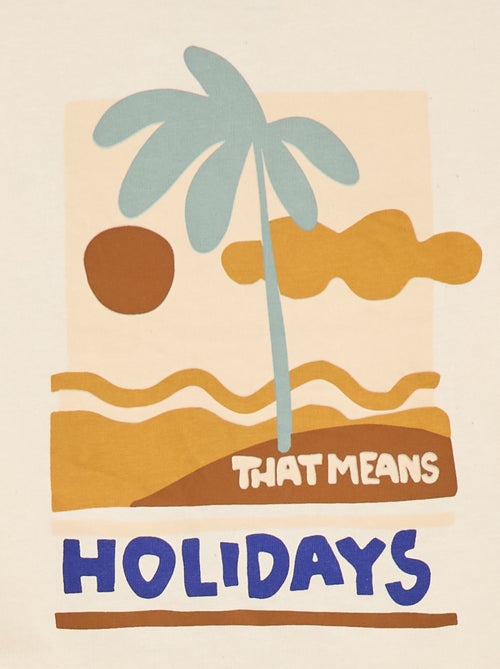 T-shirt stampato tropicale a maniche corte in cotone - Kiabi