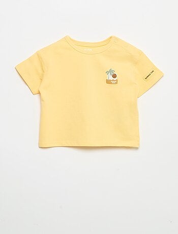 T-shirt stampato tropicale a maniche corte in cotone