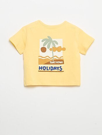 T-shirt stampato tropicale a maniche corte in cotone