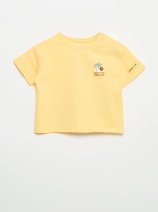 T-shirt stampato tropicale a maniche corte in cotone