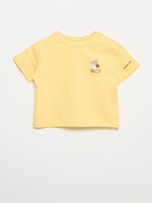 T-shirt stampato tropicale a maniche corte in cotone - Kiabi