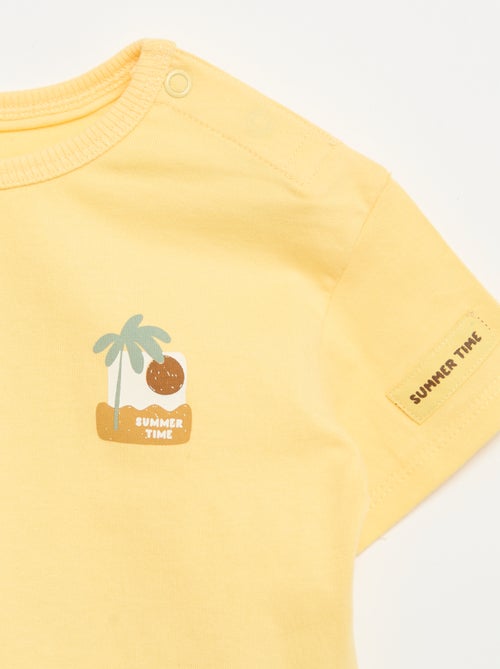 T-shirt stampato tropicale a maniche corte in cotone - Kiabi