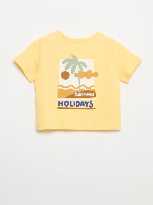 T-shirt stampato tropicale a maniche corte in cotone - Kiabi