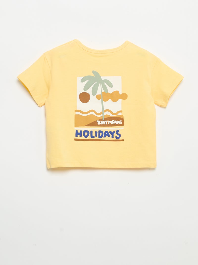 T-shirt stampato tropicale a maniche corte in cotone Giallo - Kiabi