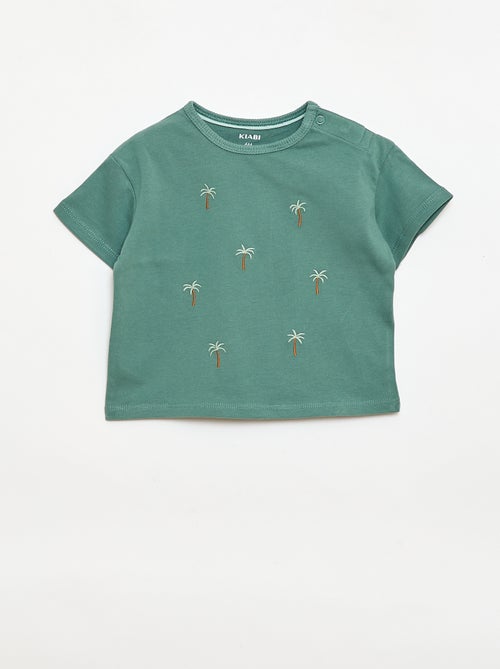 T-shirt stampato tropicale a maniche corte in cotone - Kiabi