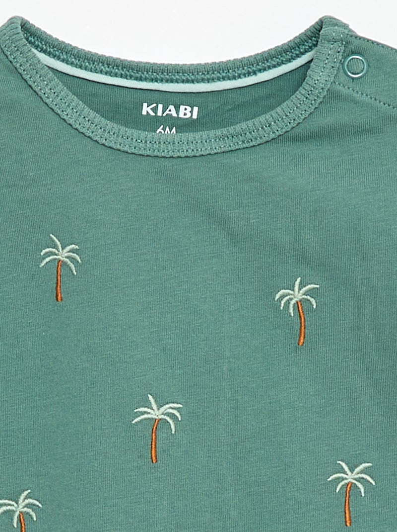 T-shirt stampato tropicale a maniche corte in cotone Verde - Kiabi