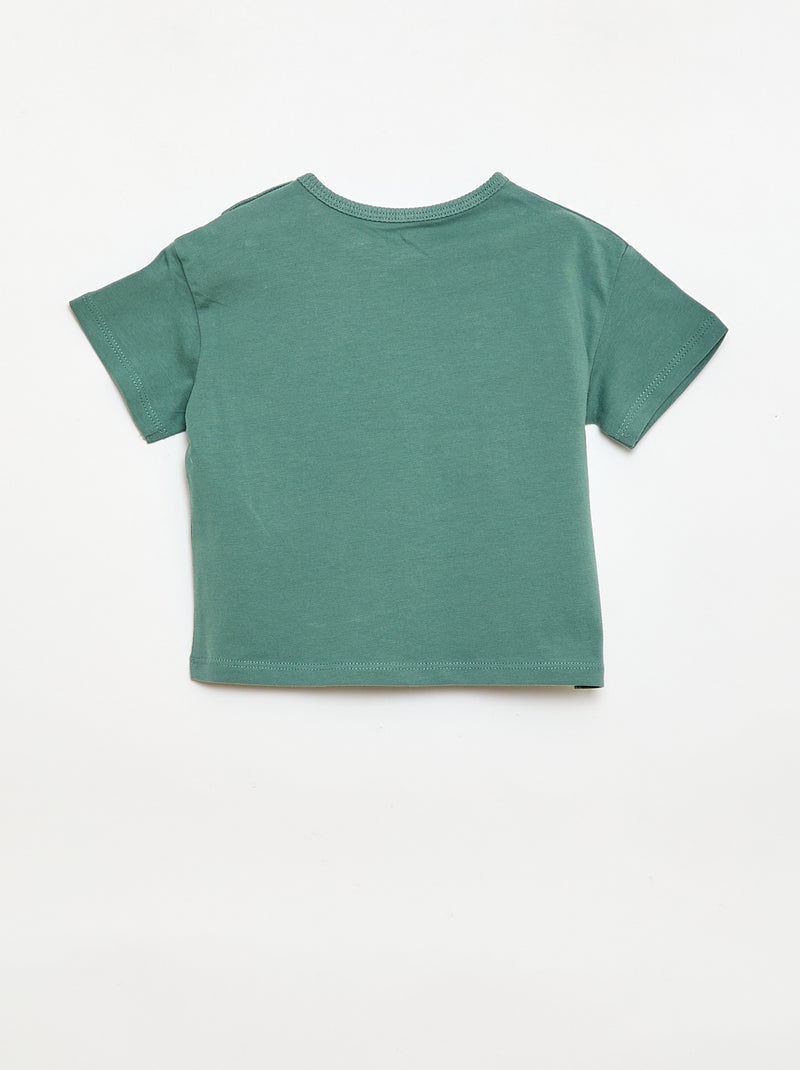 T-shirt stampato tropicale a maniche corte in cotone Verde - Kiabi