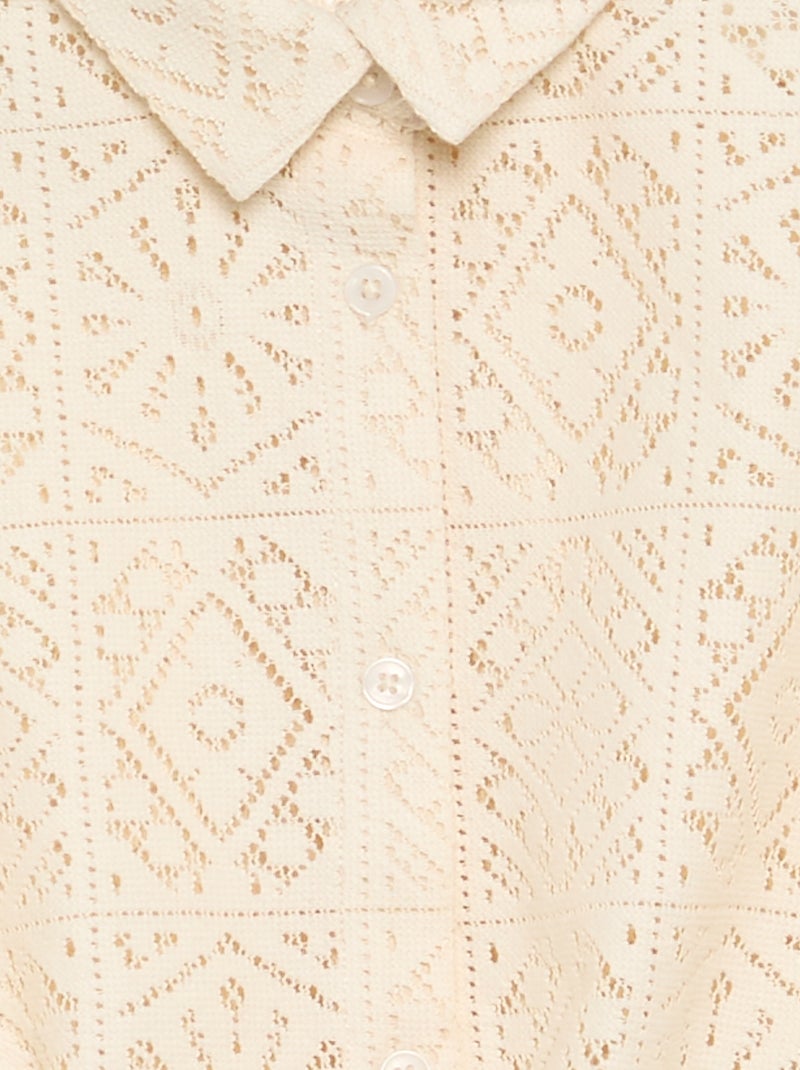 T-shirt stile camicia in crochet traforato Bianco - Kiabi