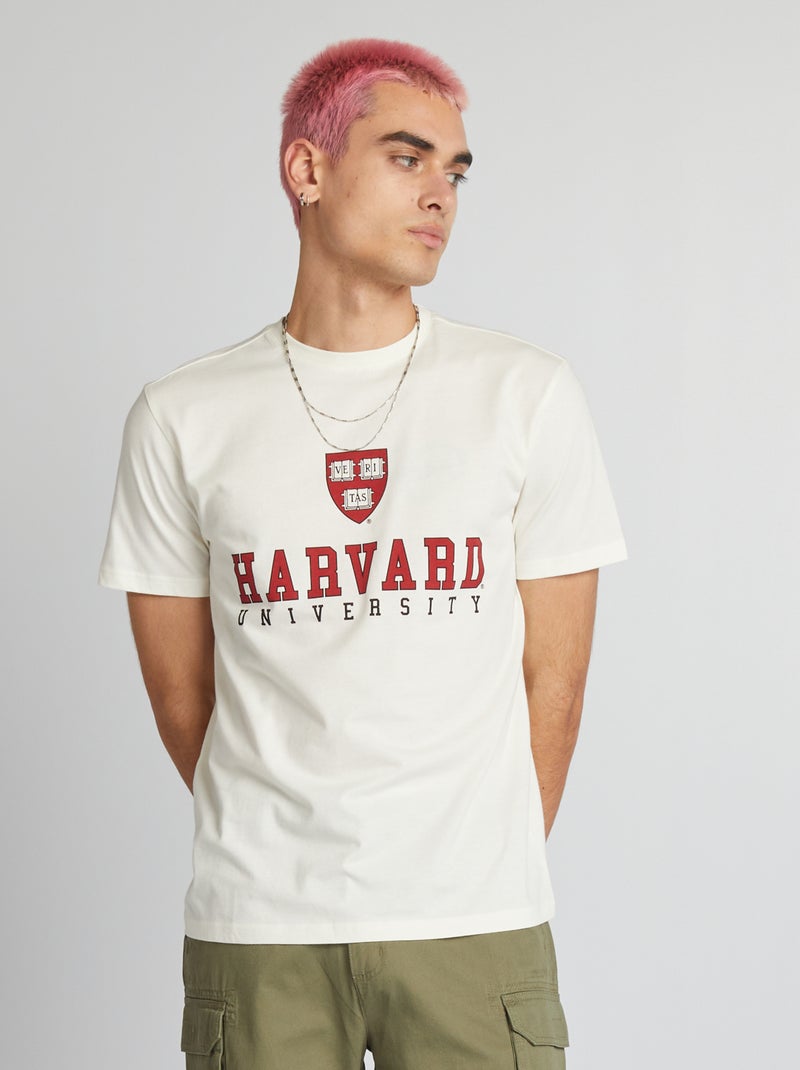 T-shirt 'stile college Harvard' bianco - Kiabi