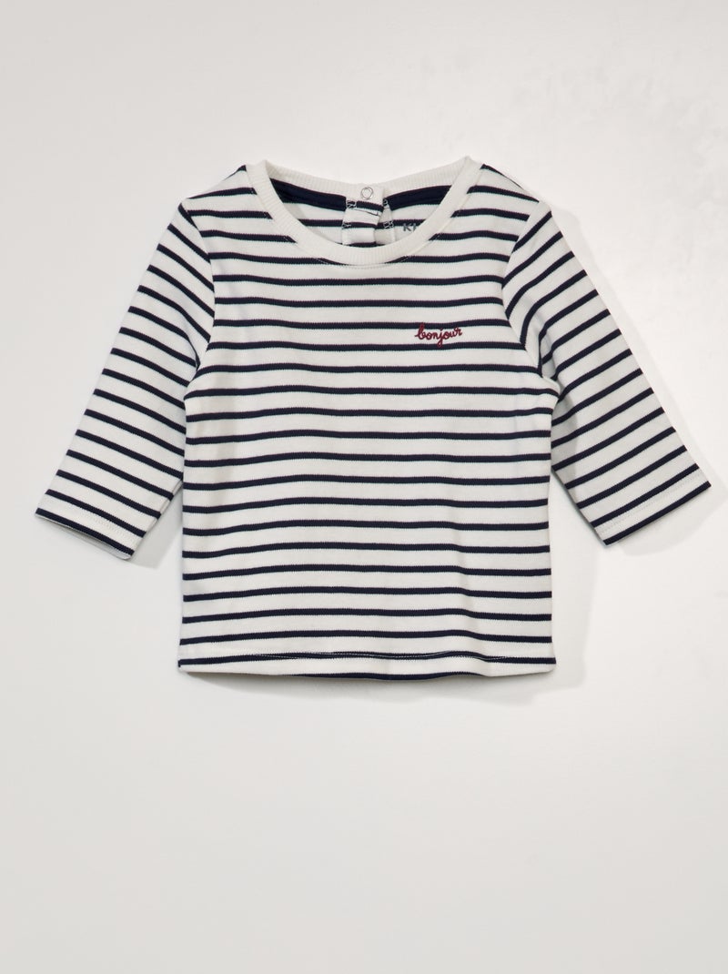 T-shirt stile marinière BIANCO - Kiabi