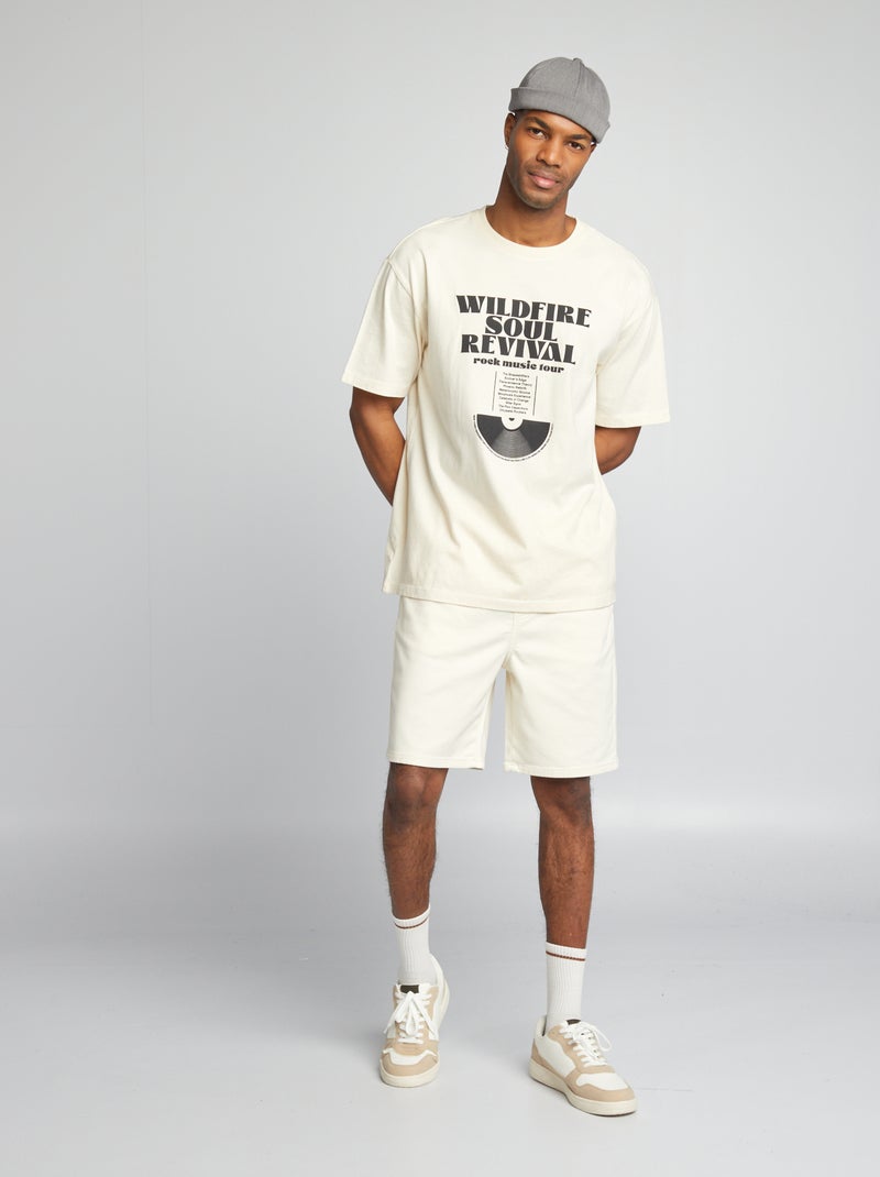 T-shirt stile oversize con stampa BIANCO - Kiabi