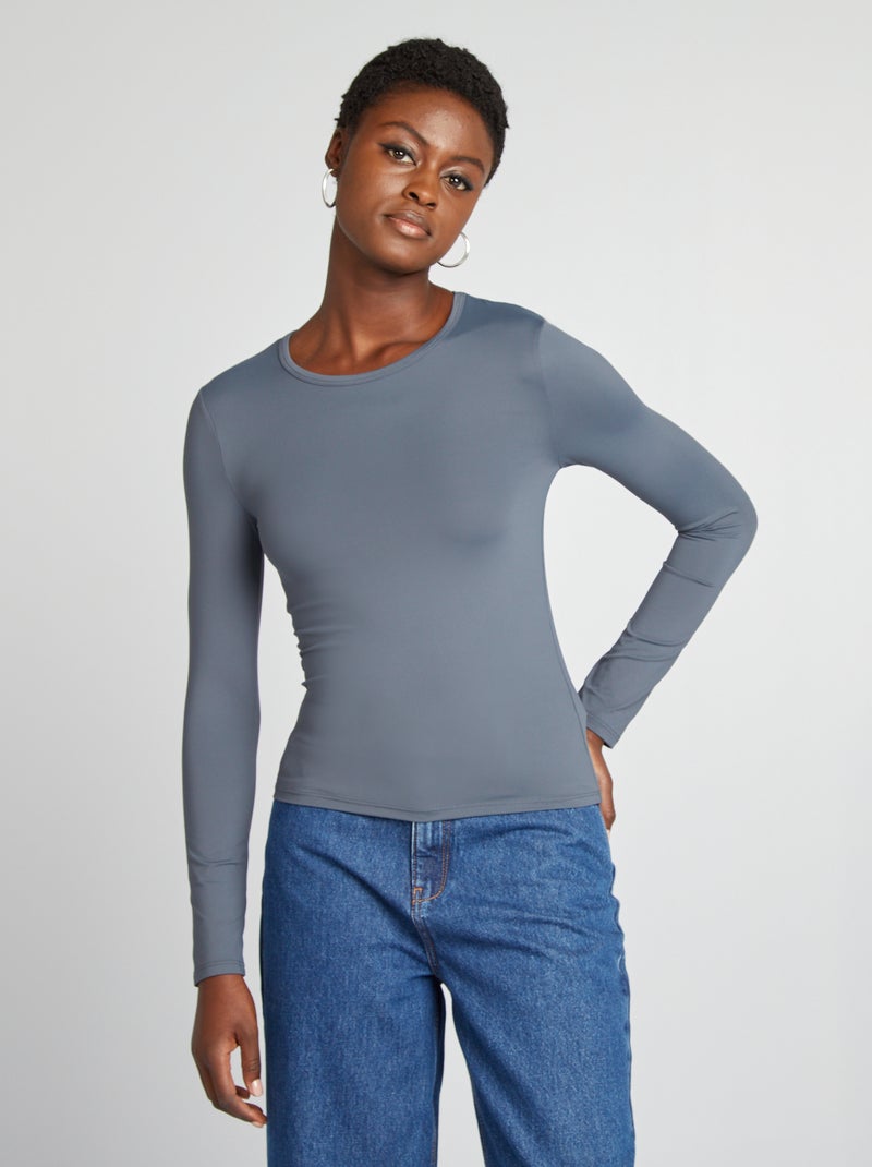 T-shirt stretch a maniche lunghe GRIGIO - Kiabi