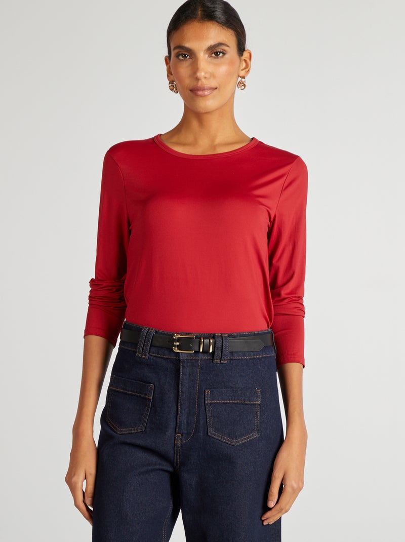 T-shirt stretch a maniche lunghe ROSSO - Kiabi