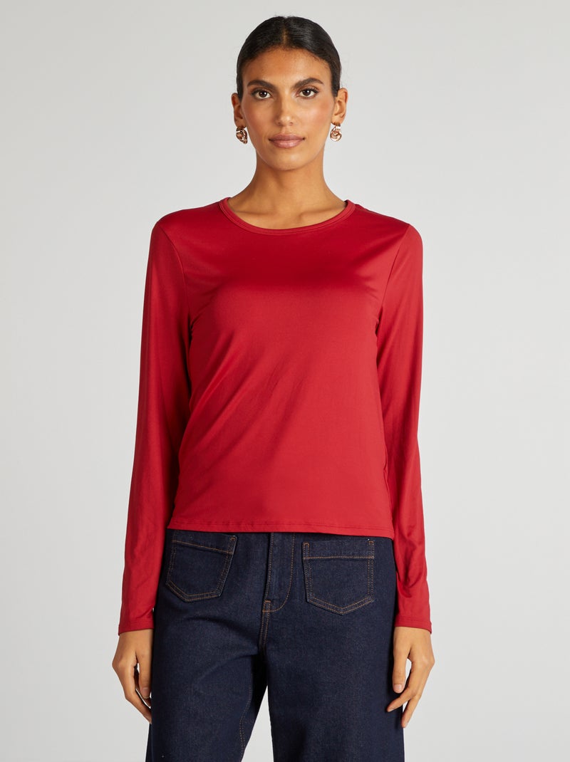 T-shirt stretch a maniche lunghe ROSSO - Kiabi