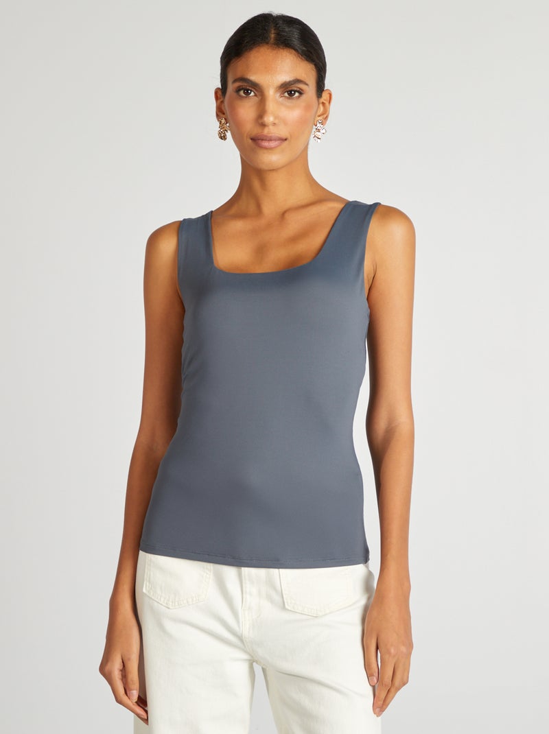 T-shirt stretch con scollo quadrato GRIGIO - Kiabi