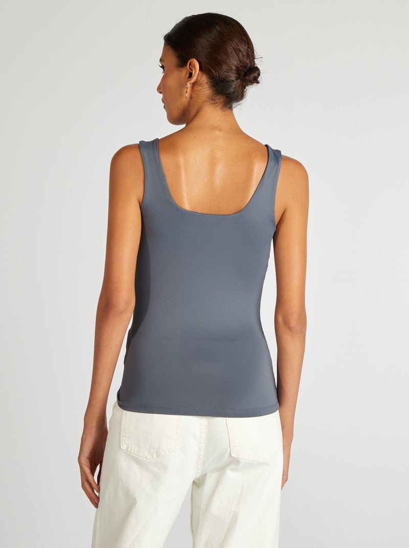 T-shirt stretch con scollo quadrato GRIGIO - Kiabi