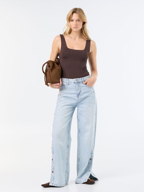 T-shirt stretch con scollo quadrato - Kiabi