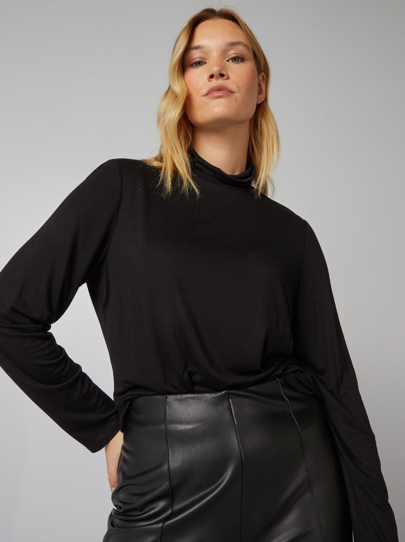 T-shirt stretch dolcevita nero - Kiabi