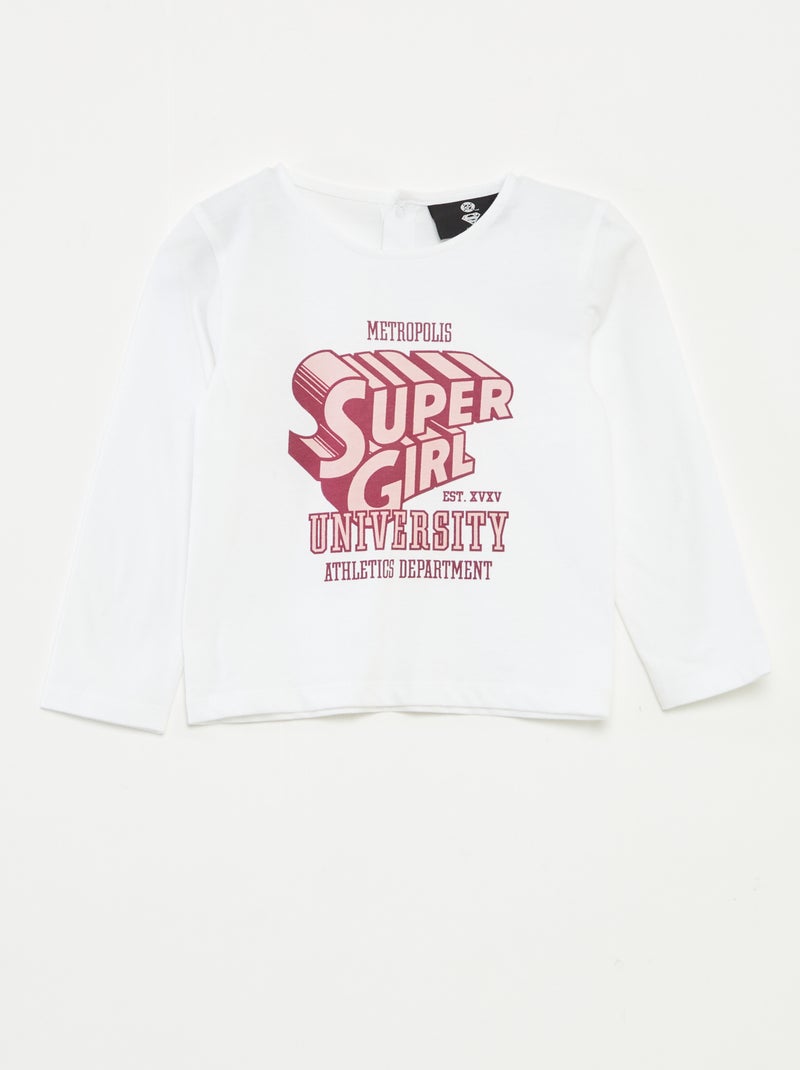 T-shirt 'Supergirl' 'DC Comics' a maniche lunghe Bianco - Kiabi