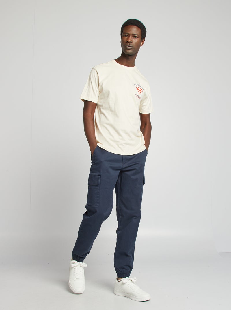 T-shirt 'Superman' a maniche corte con stampa davanti e dietro beige - Kiabi