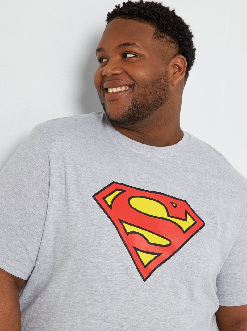 T-shirt 'Superman' in jersey con scollo tondo grigio - Kiabi