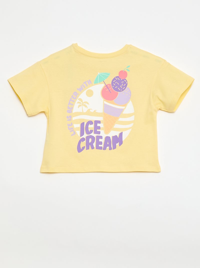 T-shirt taglio ampio con stampa sul retro e sul petto Giallo - Kiabi