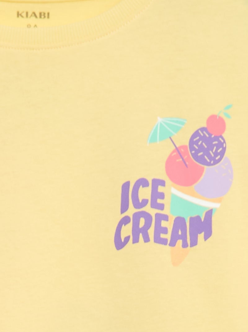 T-shirt taglio ampio con stampa sul retro e sul petto Giallo - Kiabi