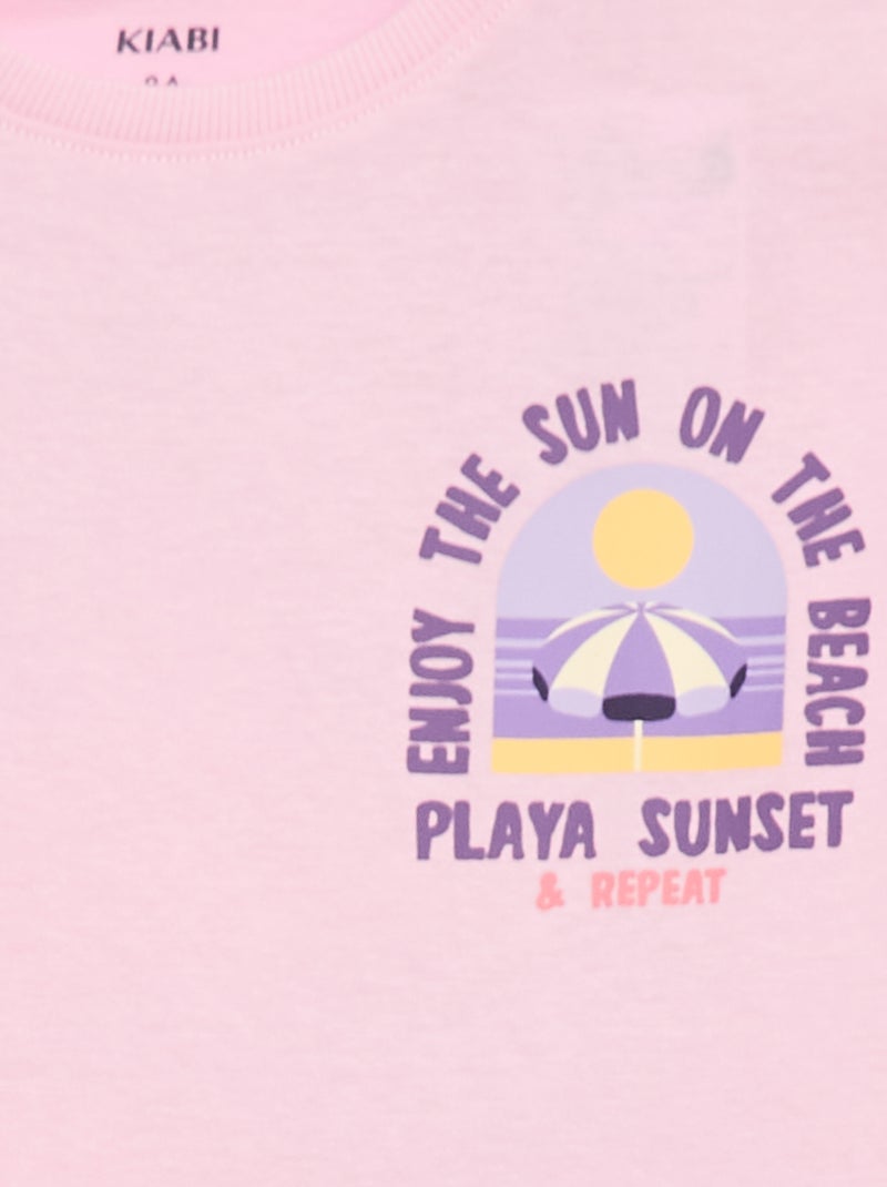 T-shirt taglio ampio con stampa sul retro e sul petto Rosa - Kiabi