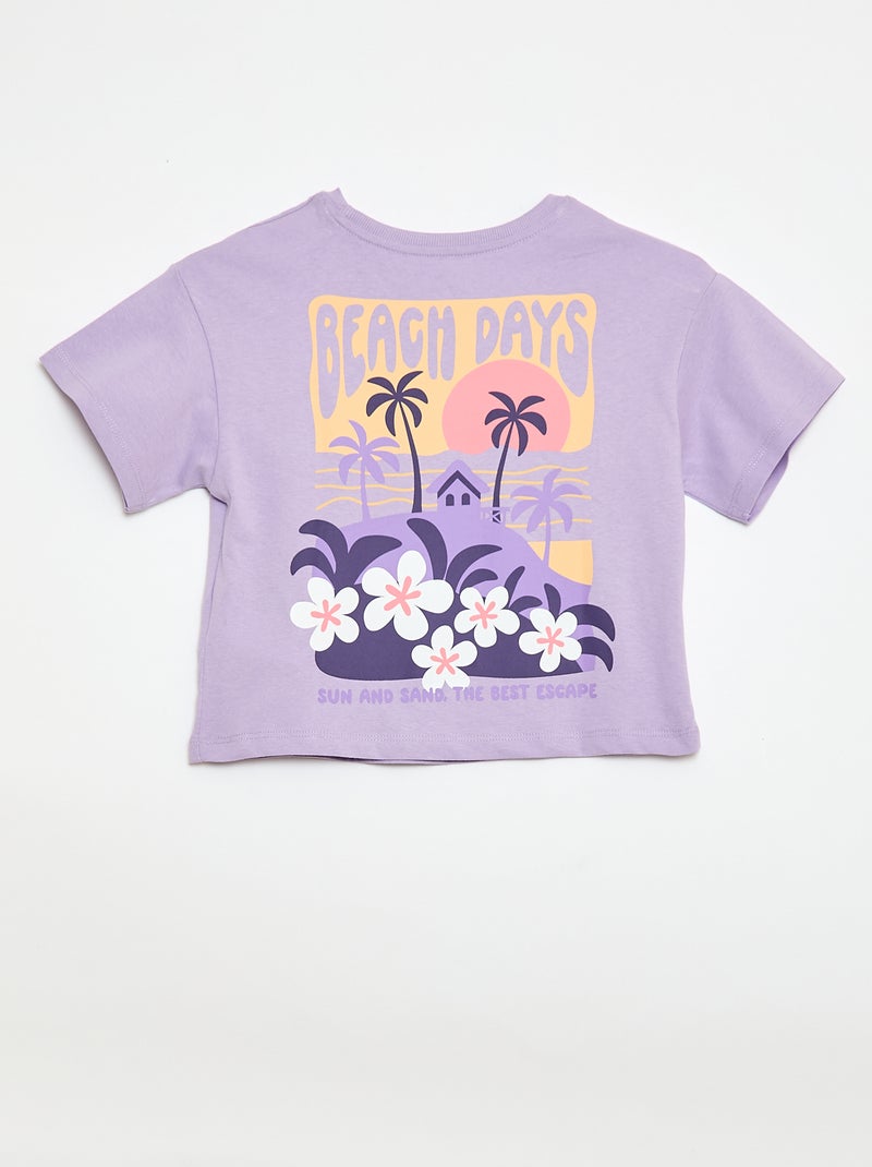 T-shirt taglio ampio con stampa sul retro e sul petto Viola - Kiabi