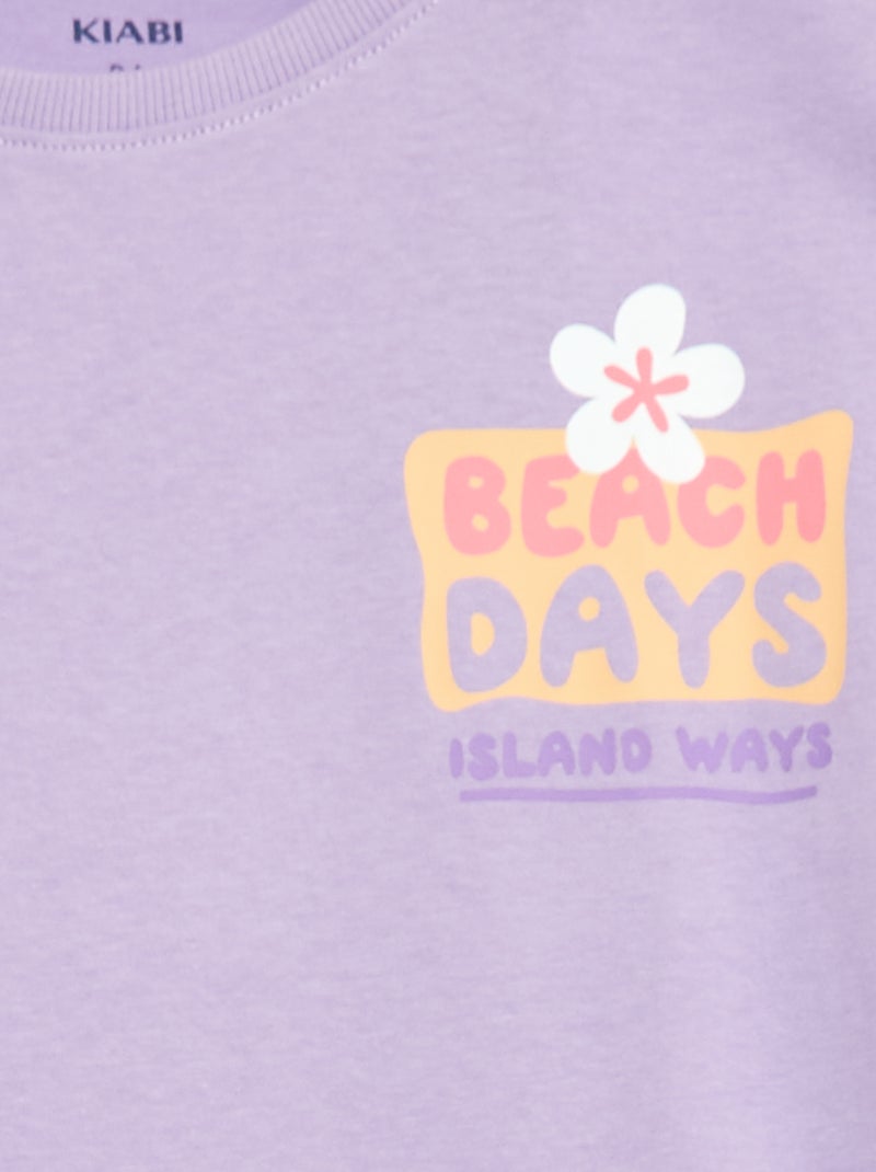 T-shirt taglio ampio con stampa sul retro e sul petto Viola - Kiabi