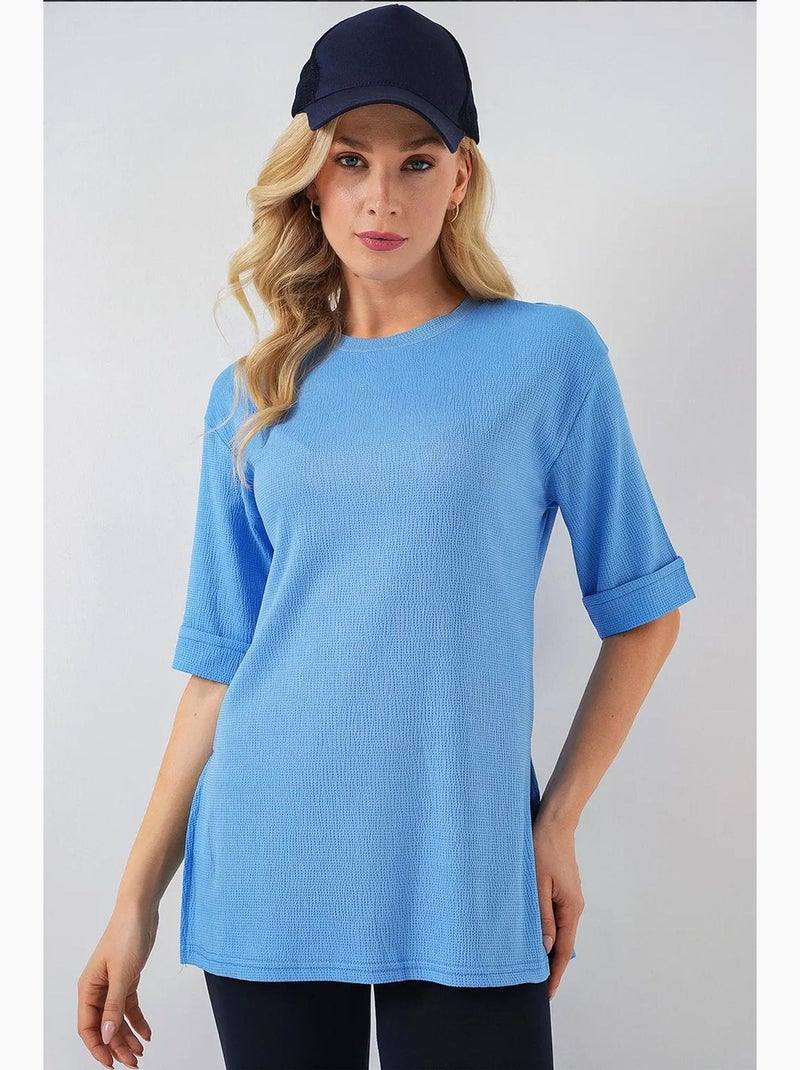T-shirt testurizzata girocollo a maniche corte bdart Blu cielo - Kiabi