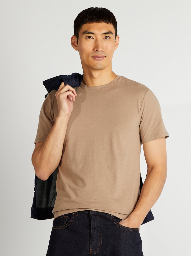 T-shirt tinta unita - Slim fit BEIGE - Kiabi