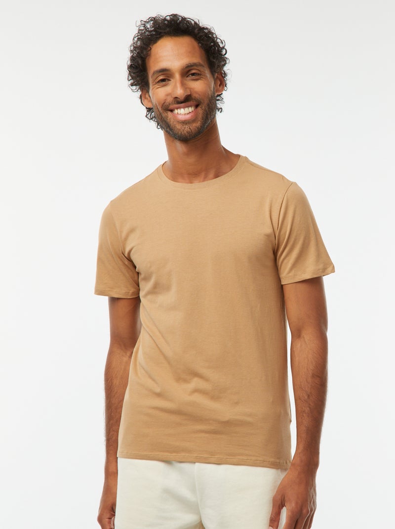 T-shirt tinta unita - Slim fit Beige - Kiabi