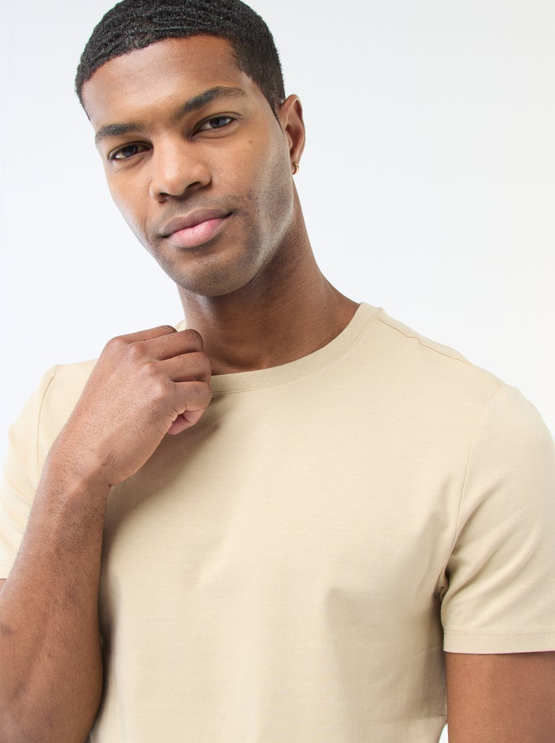T-shirt tinta unita - Slim fit Beige - Kiabi