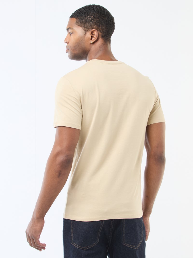T-shirt tinta unita - Slim fit Beige - Kiabi