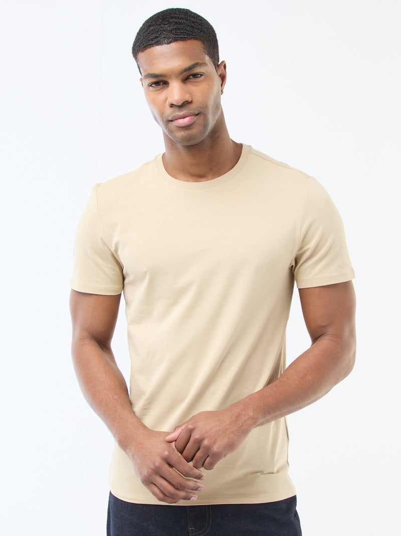 T-shirt tinta unita - Slim fit Beige - Kiabi