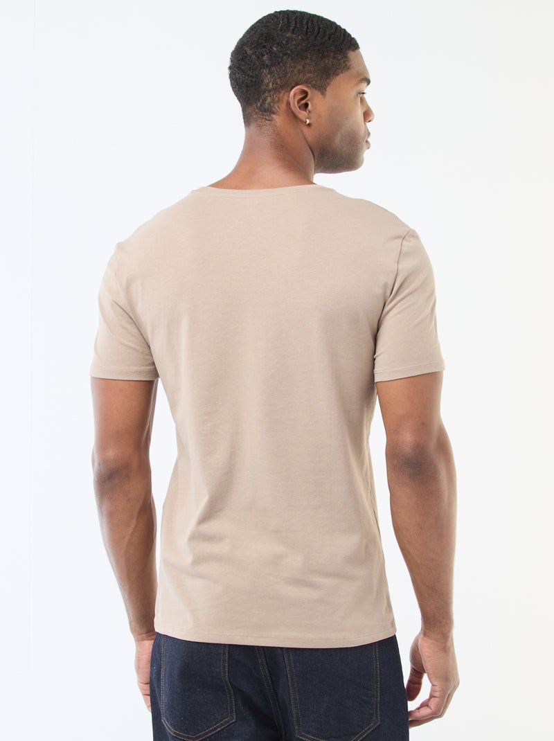 T-shirt tinta unita - Slim fit Beige - Kiabi