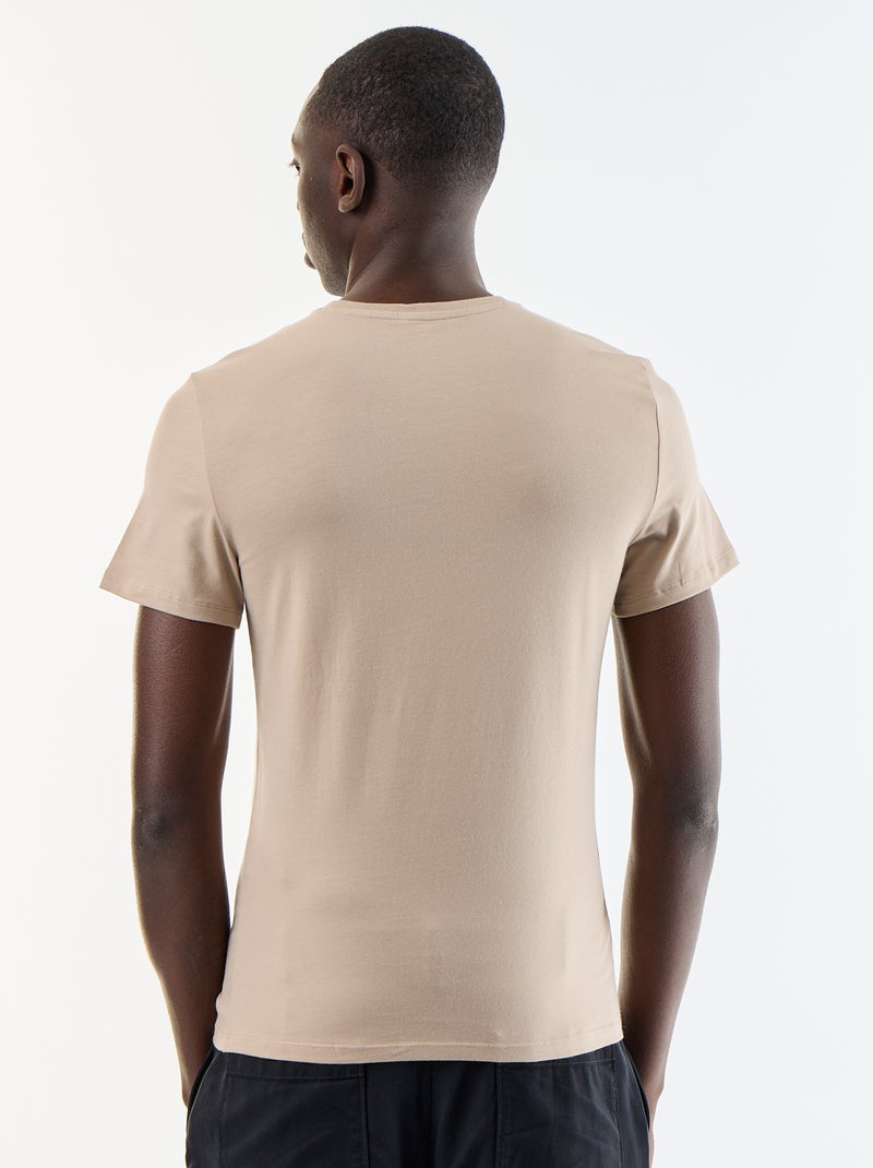 T-shirt tinta unita - Slim fit Beige - Kiabi