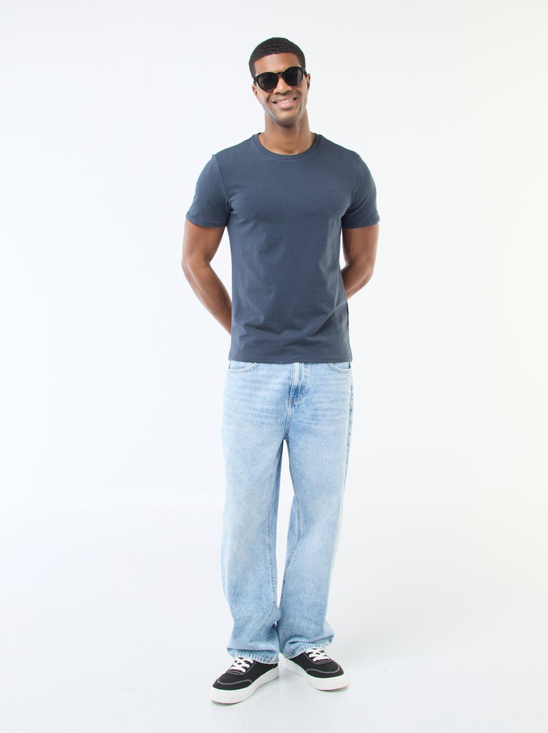 T-shirt tinta unita - Slim fit Blu - Kiabi