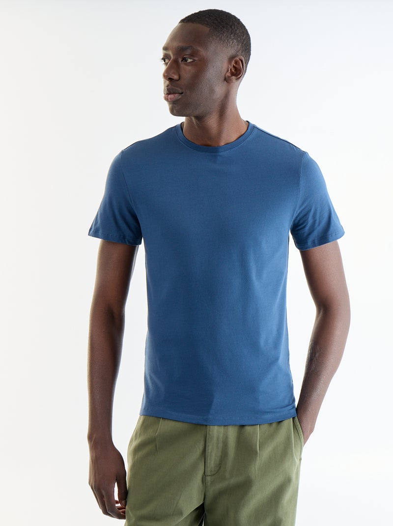 T-shirt tinta unita - Slim fit Blu - Kiabi