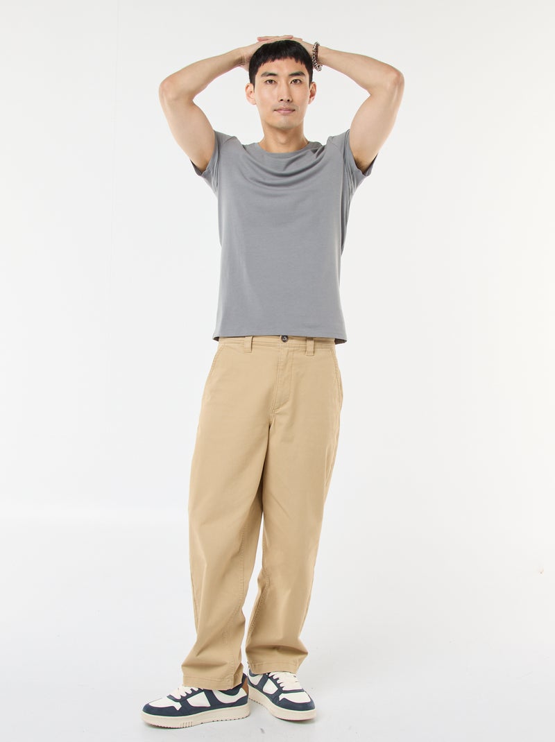 T-shirt tinta unita - Slim fit Grigio - Kiabi