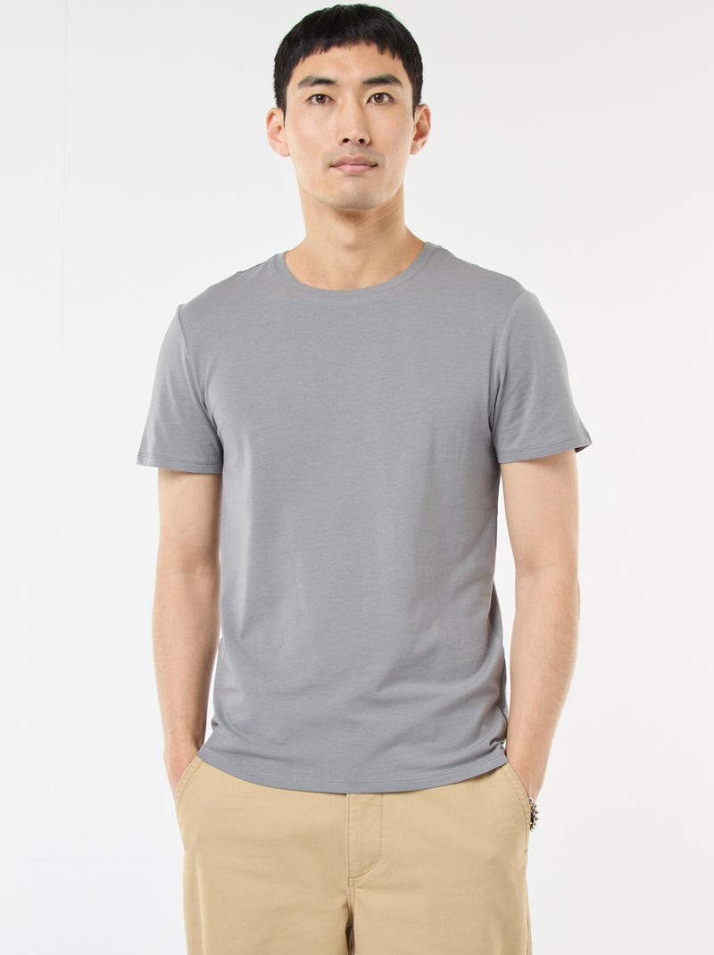 T-shirt tinta unita - Slim fit Grigio - Kiabi