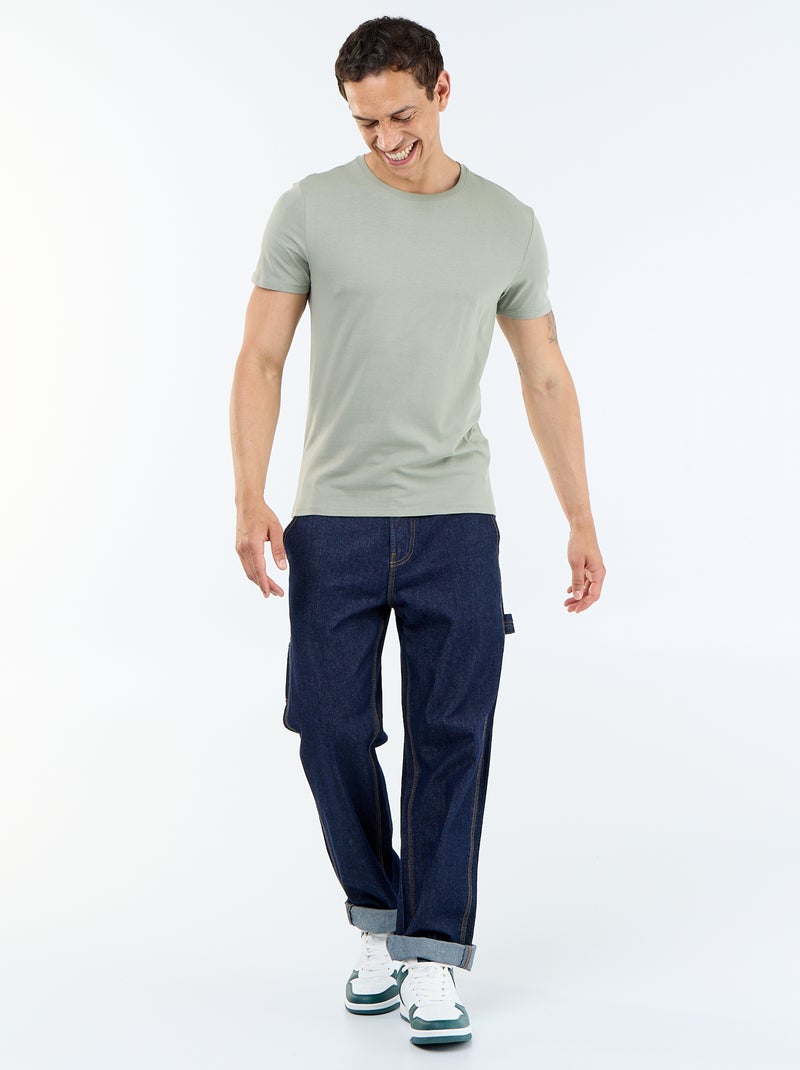T-shirt tinta unita - Slim fit Kaki - Kiabi